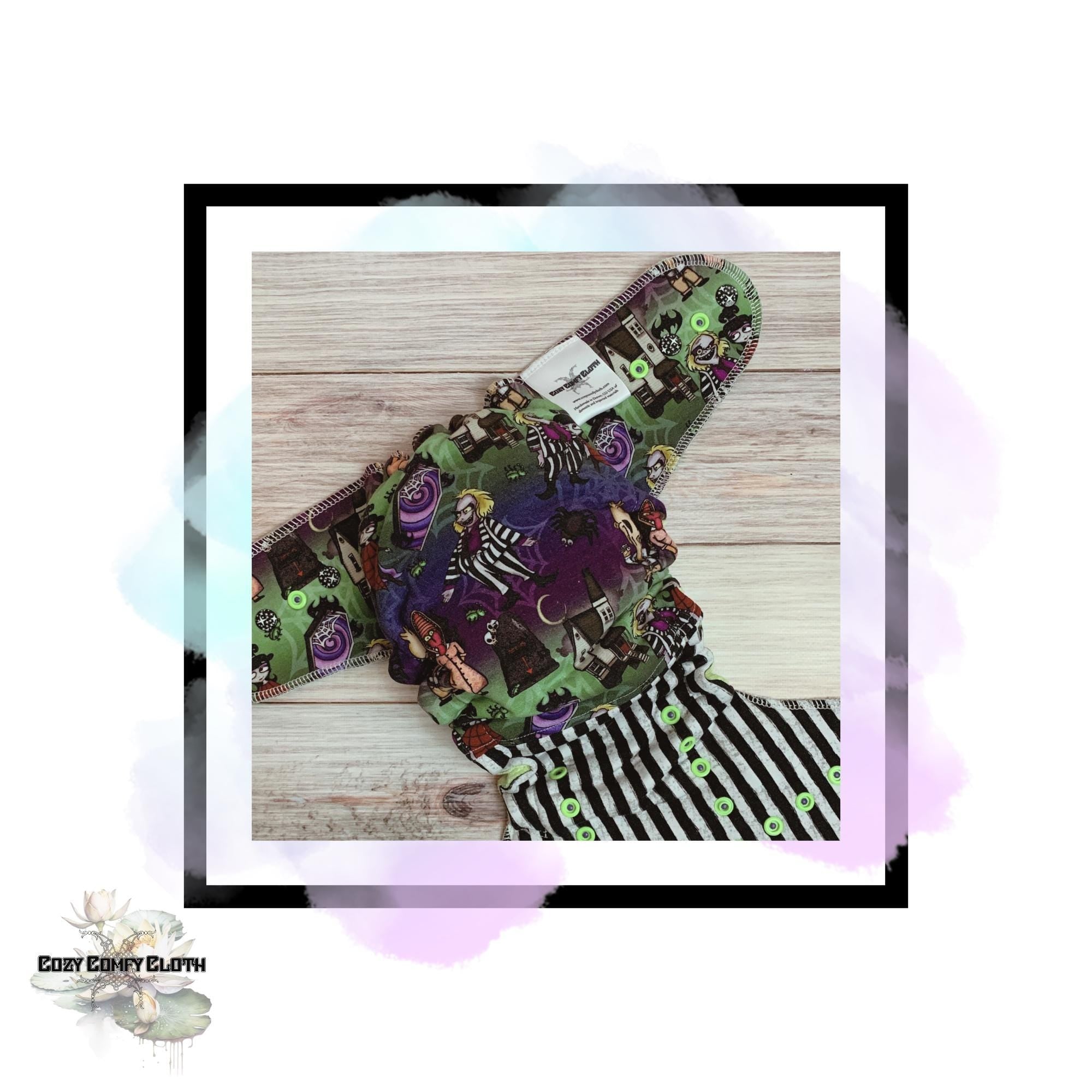 Beetlejuice Cloth Diaper: One Size Hybrid Fitted Nappy