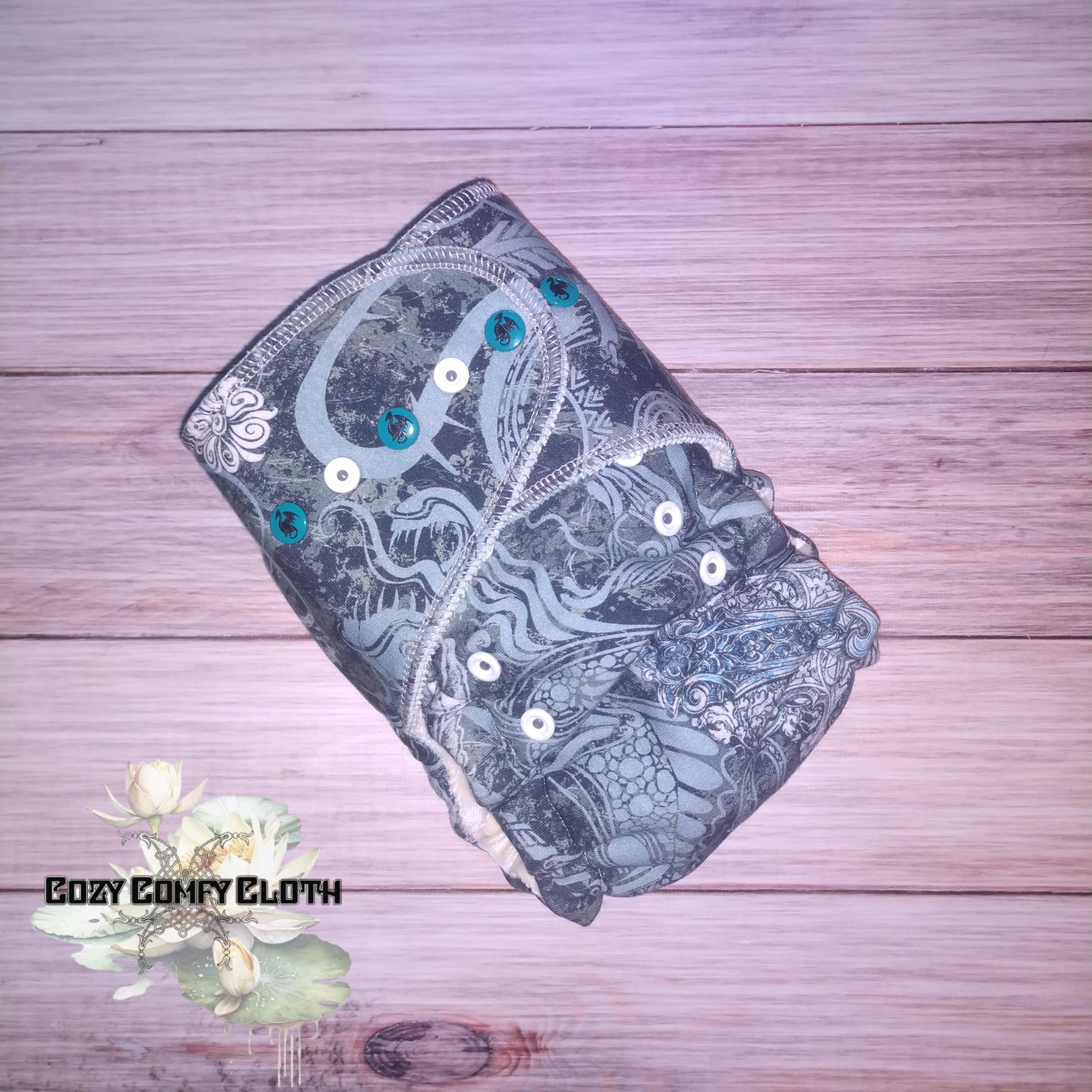 Butterfly Skull Halloween Cloth Diaper: Windpro Fleece, Bamboo Insert