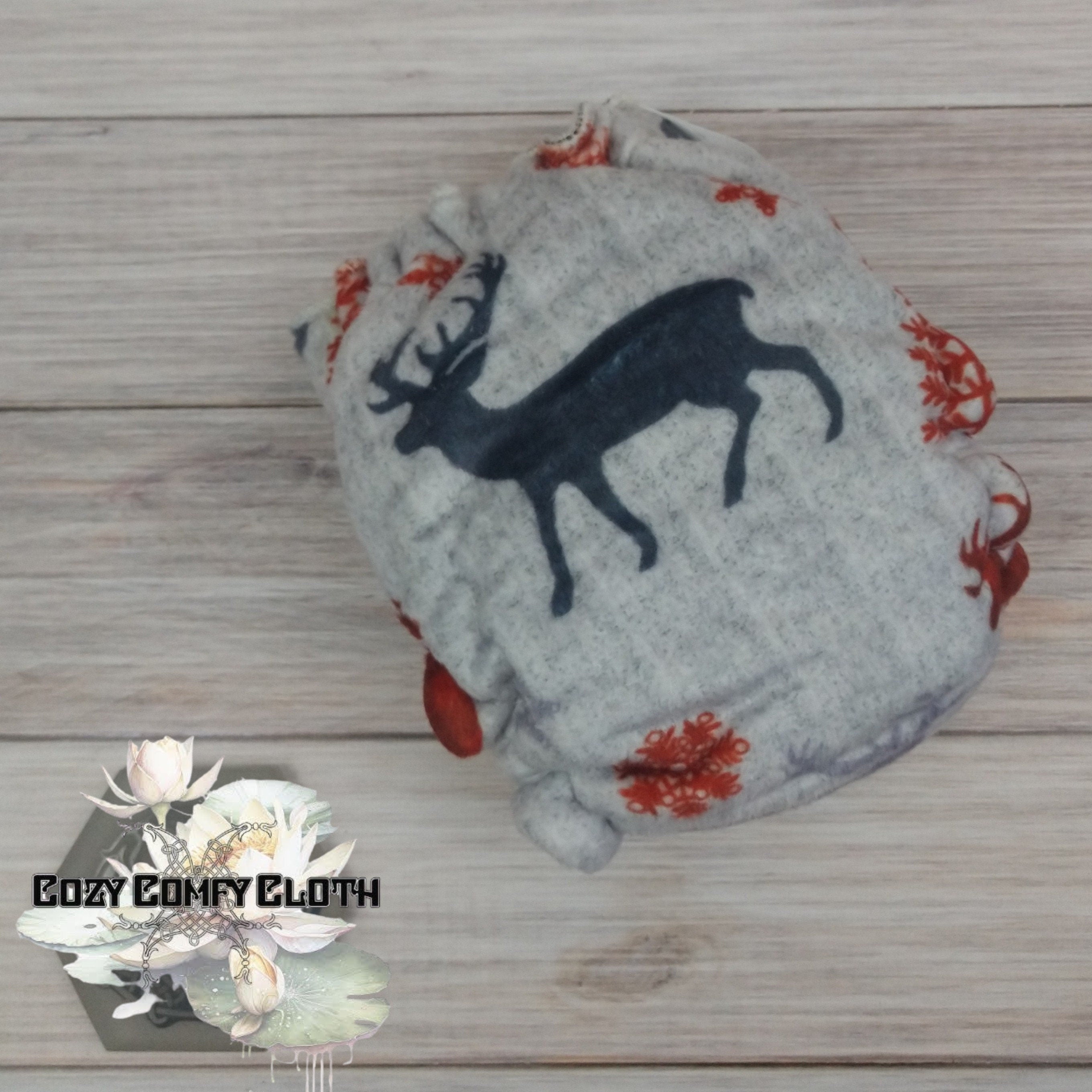 Reindeer squish AIO Cloth Diaper: One Size, Windpro Fleece, Bamboo Insert