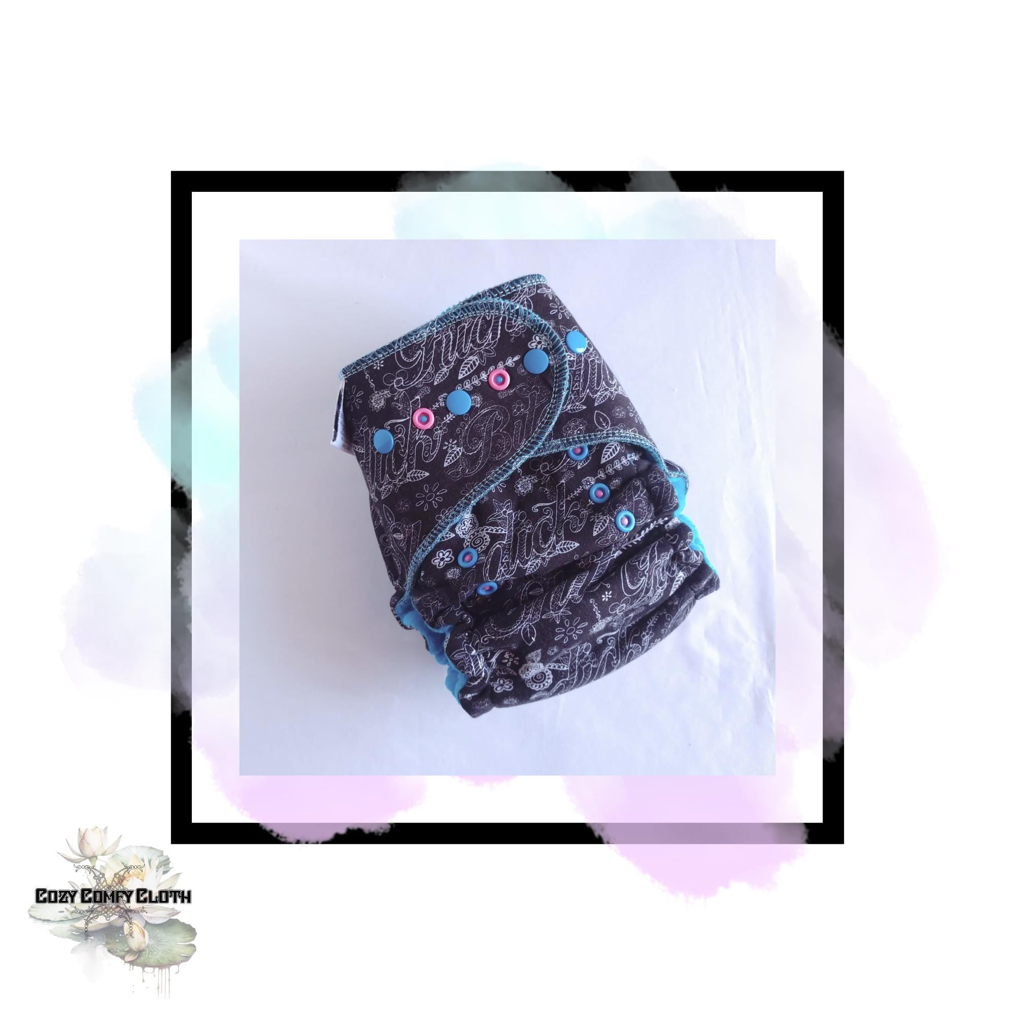 Color Curse words  Custom Cloth Diaper: One Size Hybrid Fitted, Windpro Fleece