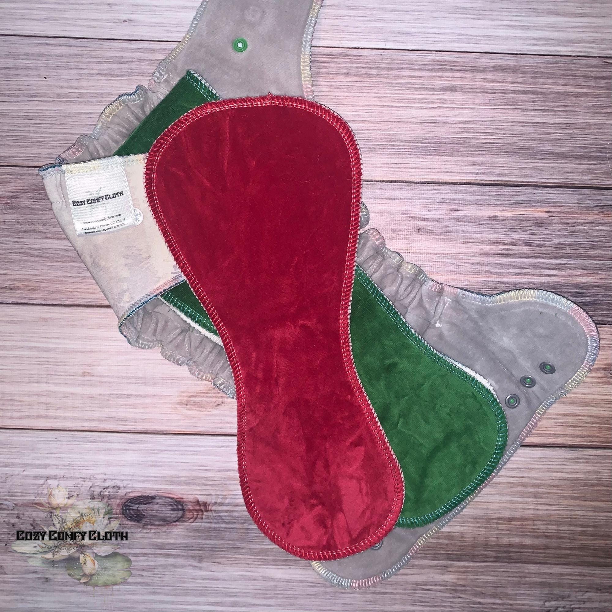 Reindeer Print Cloth Diaper: One Size Hybrid Fitted Nappy, Bamboo Insert