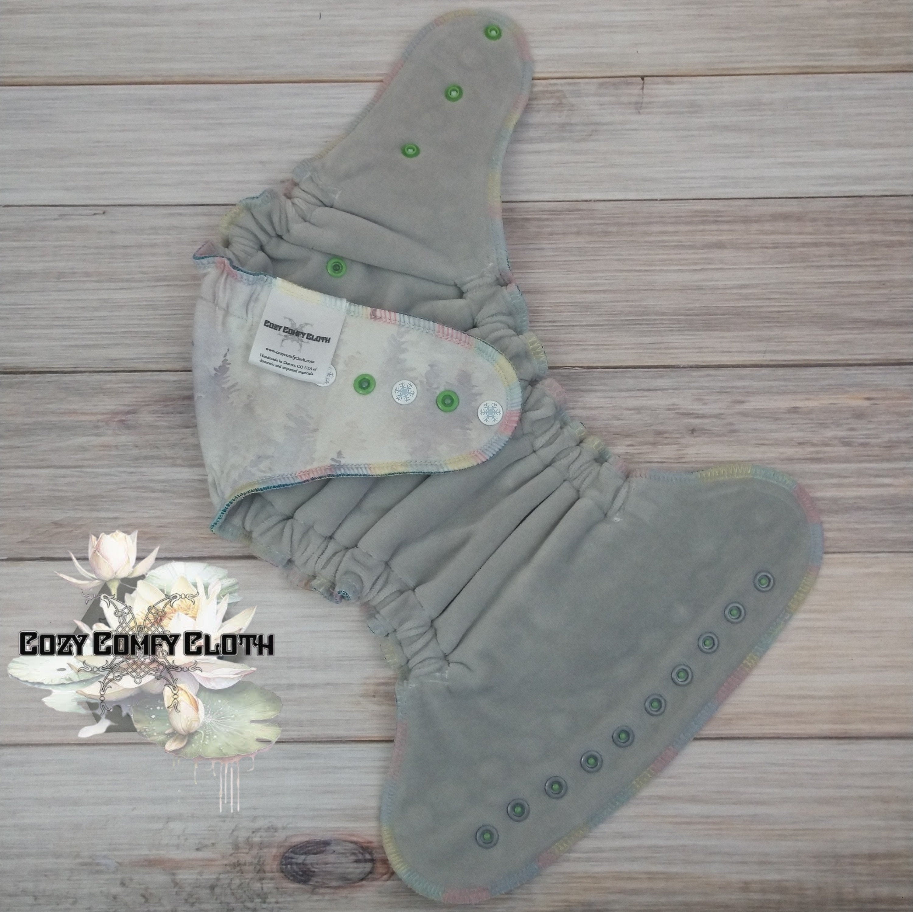 Reindeer Print Cloth Diaper: One Size Hybrid Fitted Nappy, Bamboo Insert