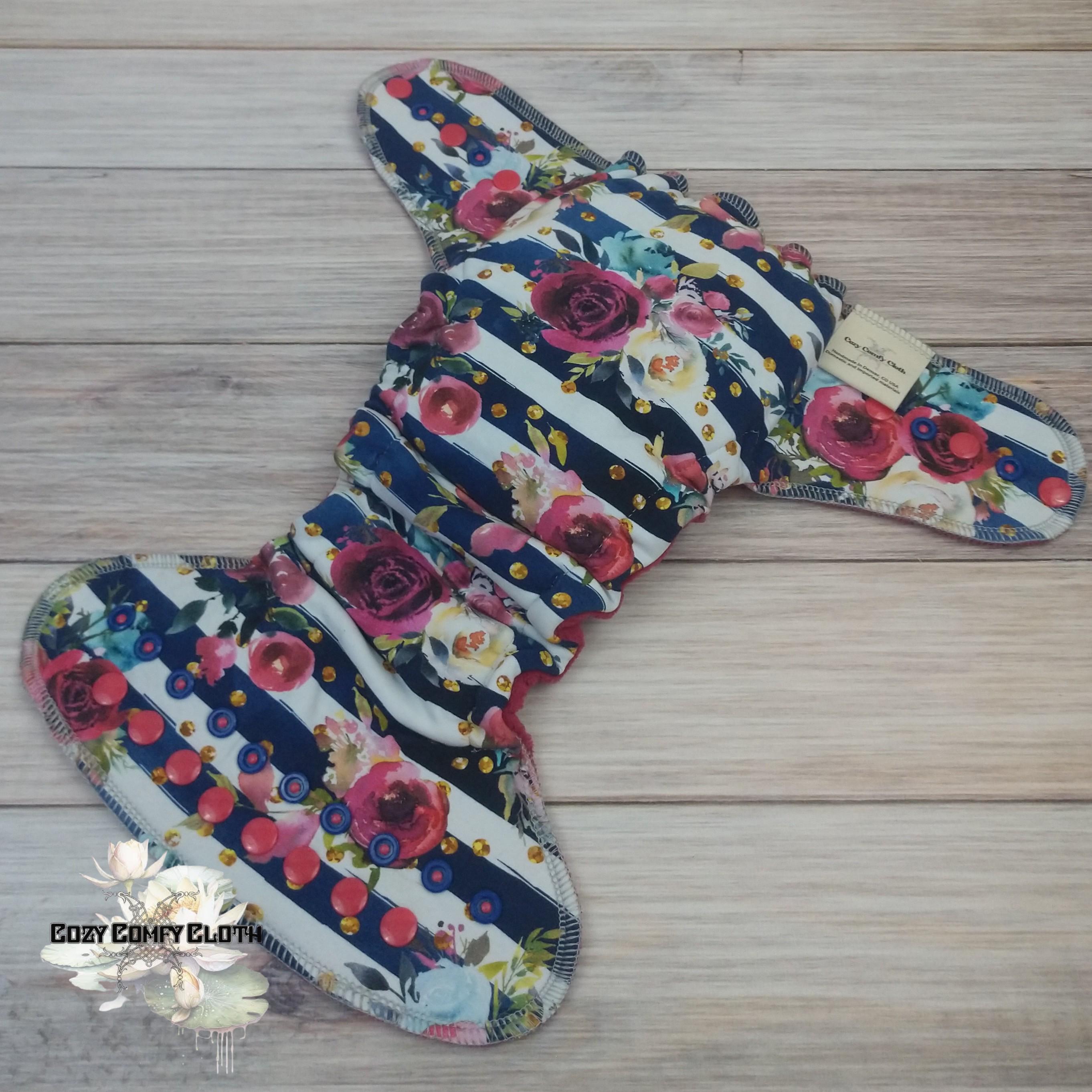 Floral Petite Cloth Diaper: Windpro Fleece, Bamboo Insert