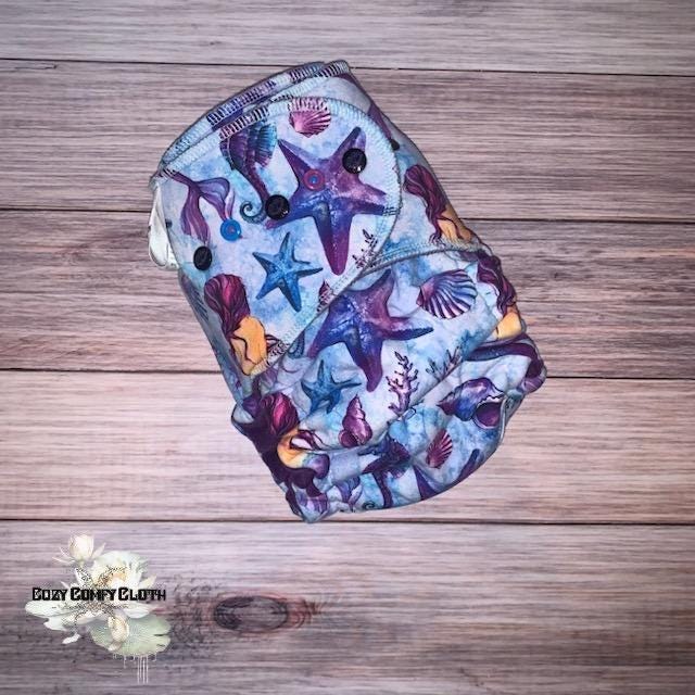 Mermaid Toddler Cloth Diaper: Windpro Fleece Hybrid Fitted Nappy