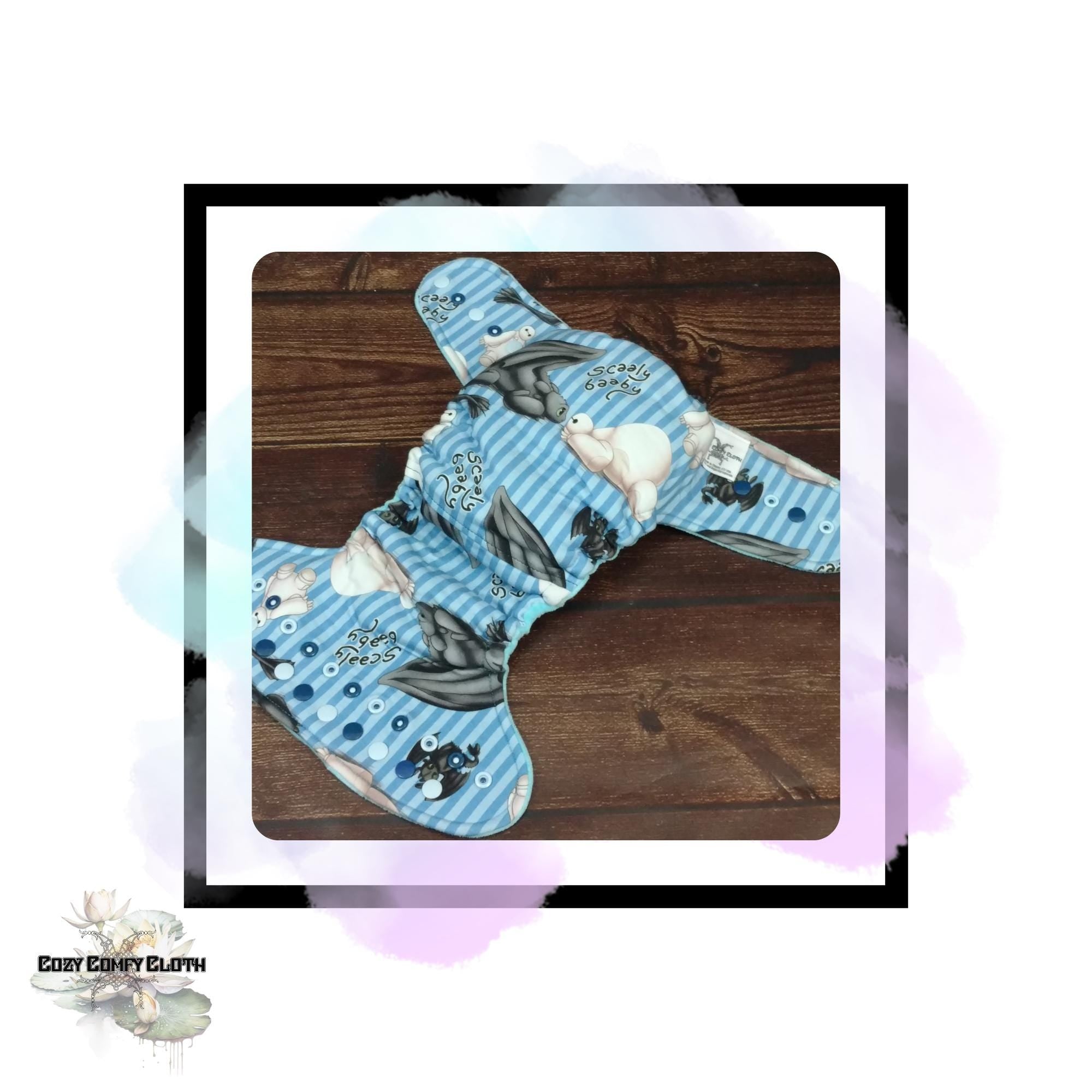 Scaley Baby Cloth Diaper: Custom Made Hemp Hybrid Fitted Nappy