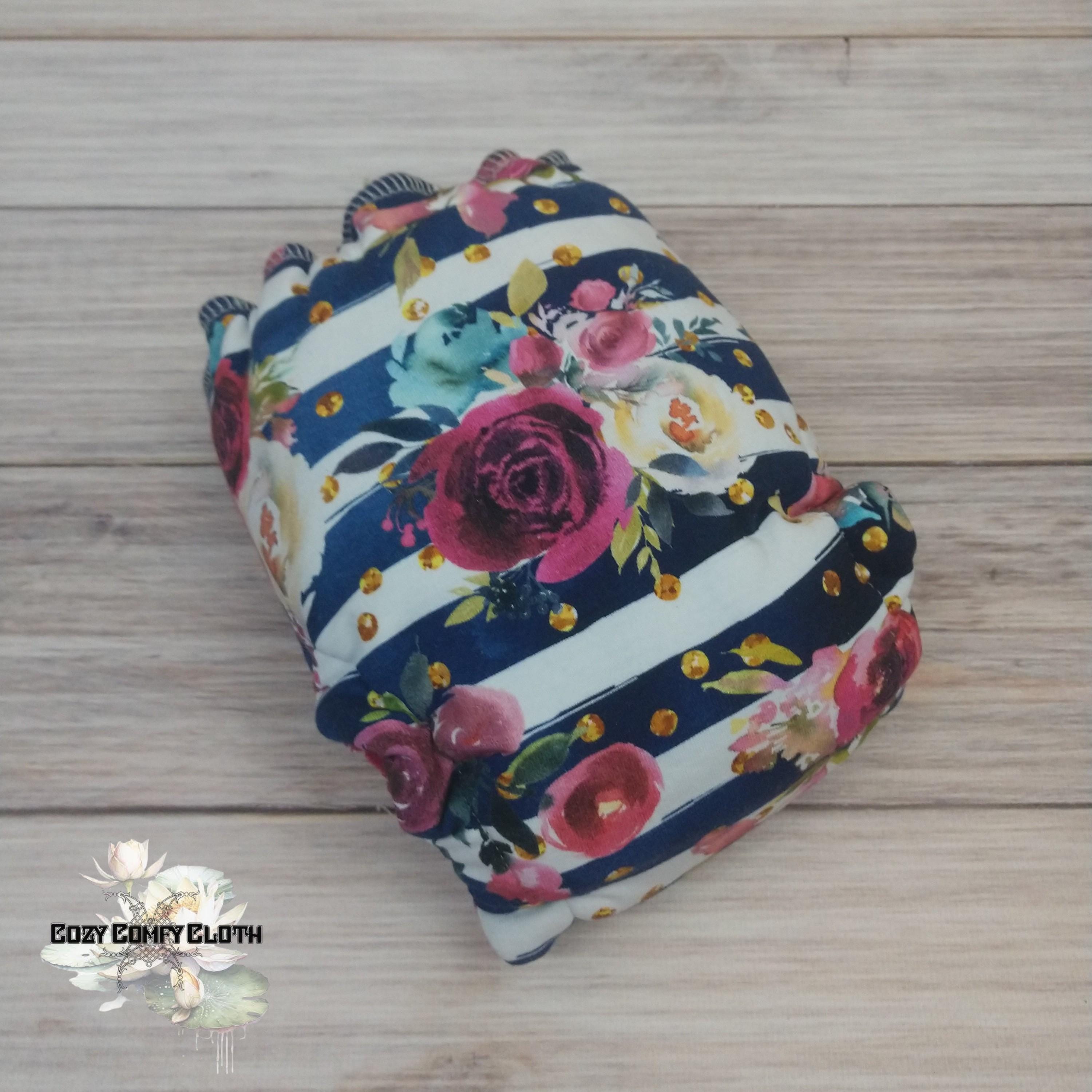 Floral Petite Cloth Diaper: Windpro Fleece, Bamboo Insert