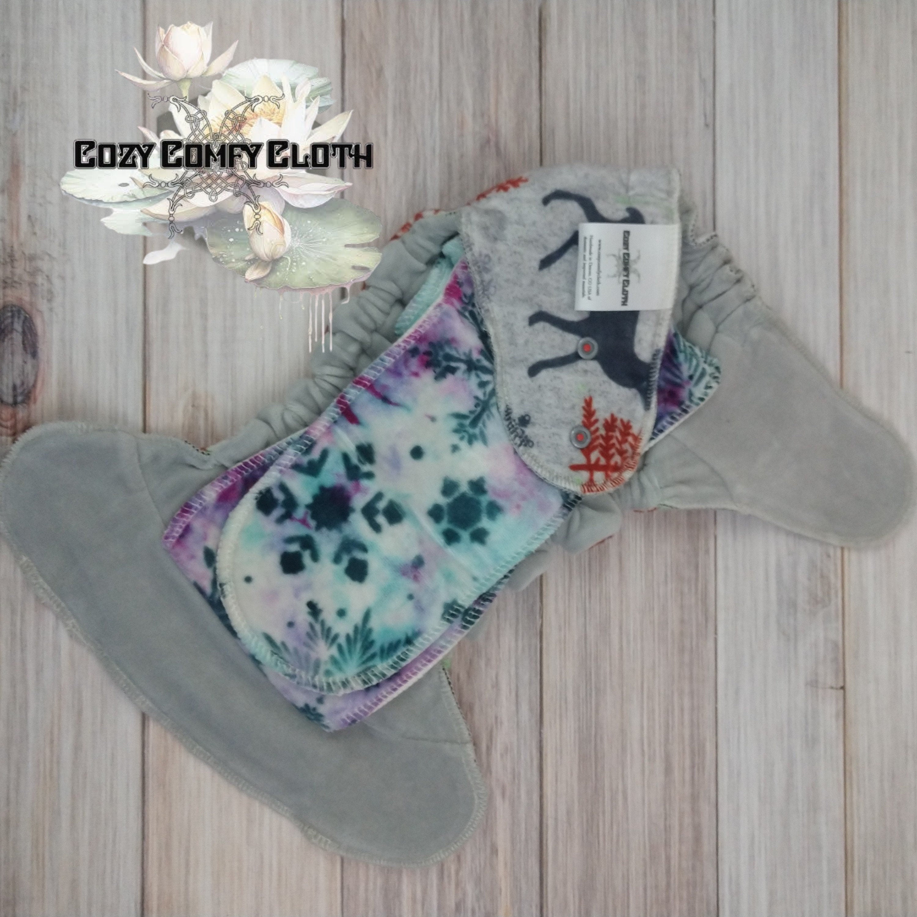 Reindeer squish AIO Cloth Diaper: One Size, Windpro Fleece, Bamboo Insert