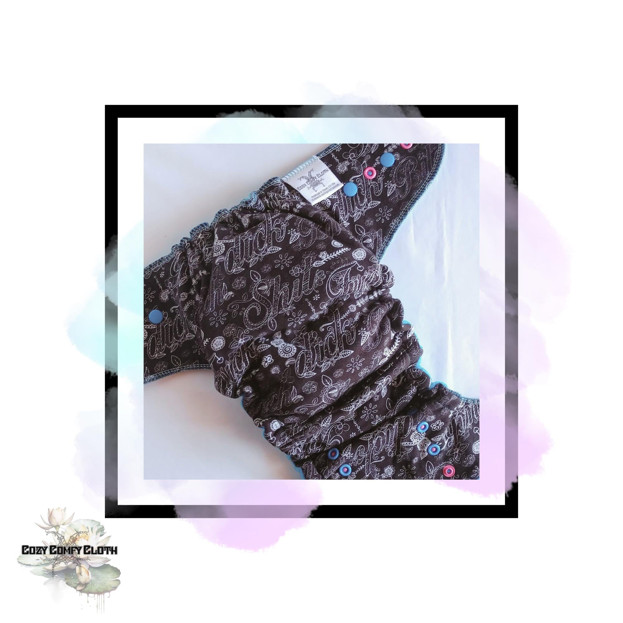 Color Curse words  Custom Cloth Diaper: One Size Hybrid Fitted, Windpro Fleece