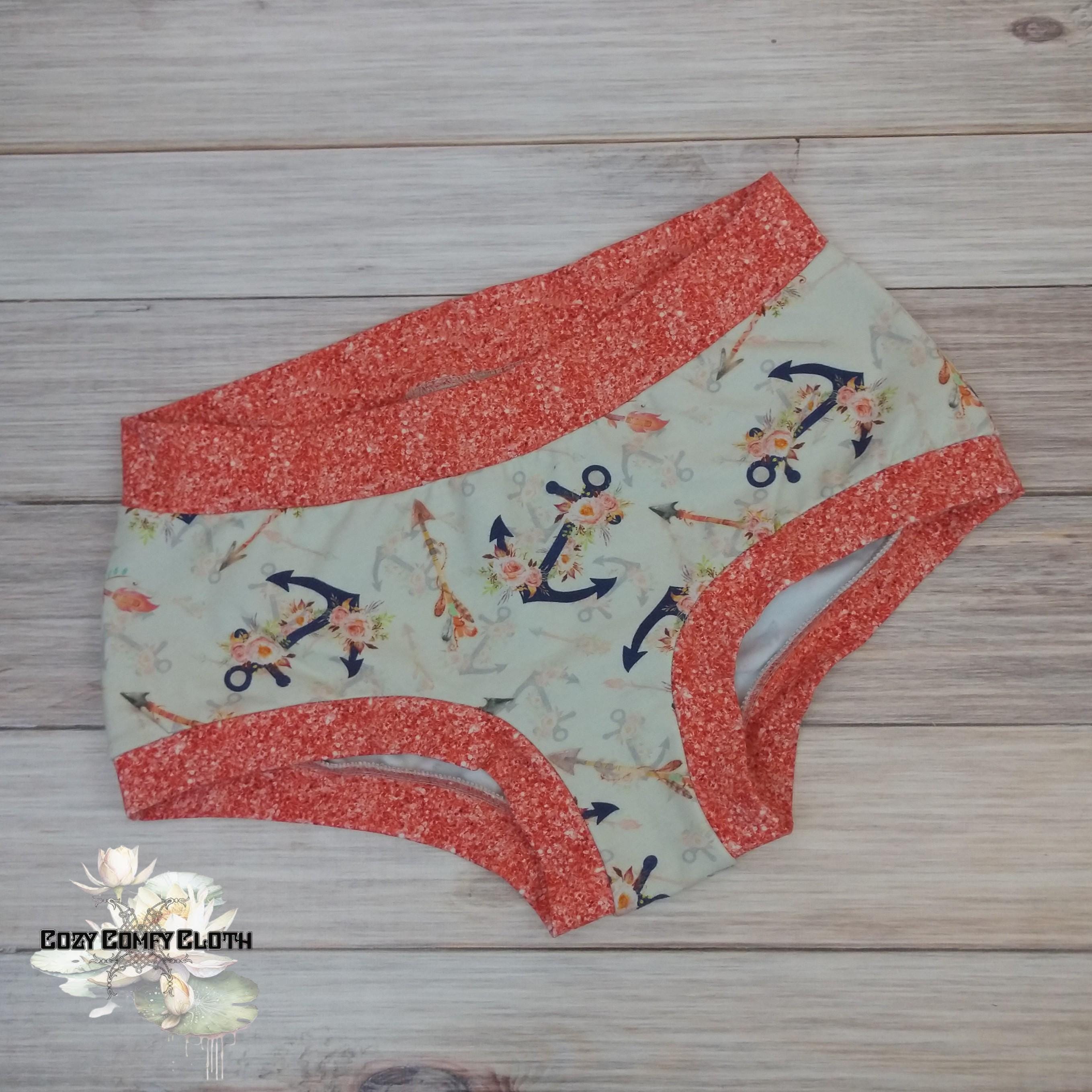 Handmade Cotton Lycra Boyshorts - Anchor Print Underwear