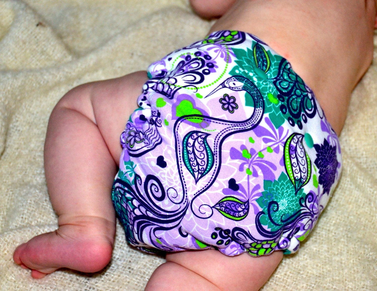 Hand Dyed Bamboo Fleece Cloth Diaper, Petite Fitted Diaper