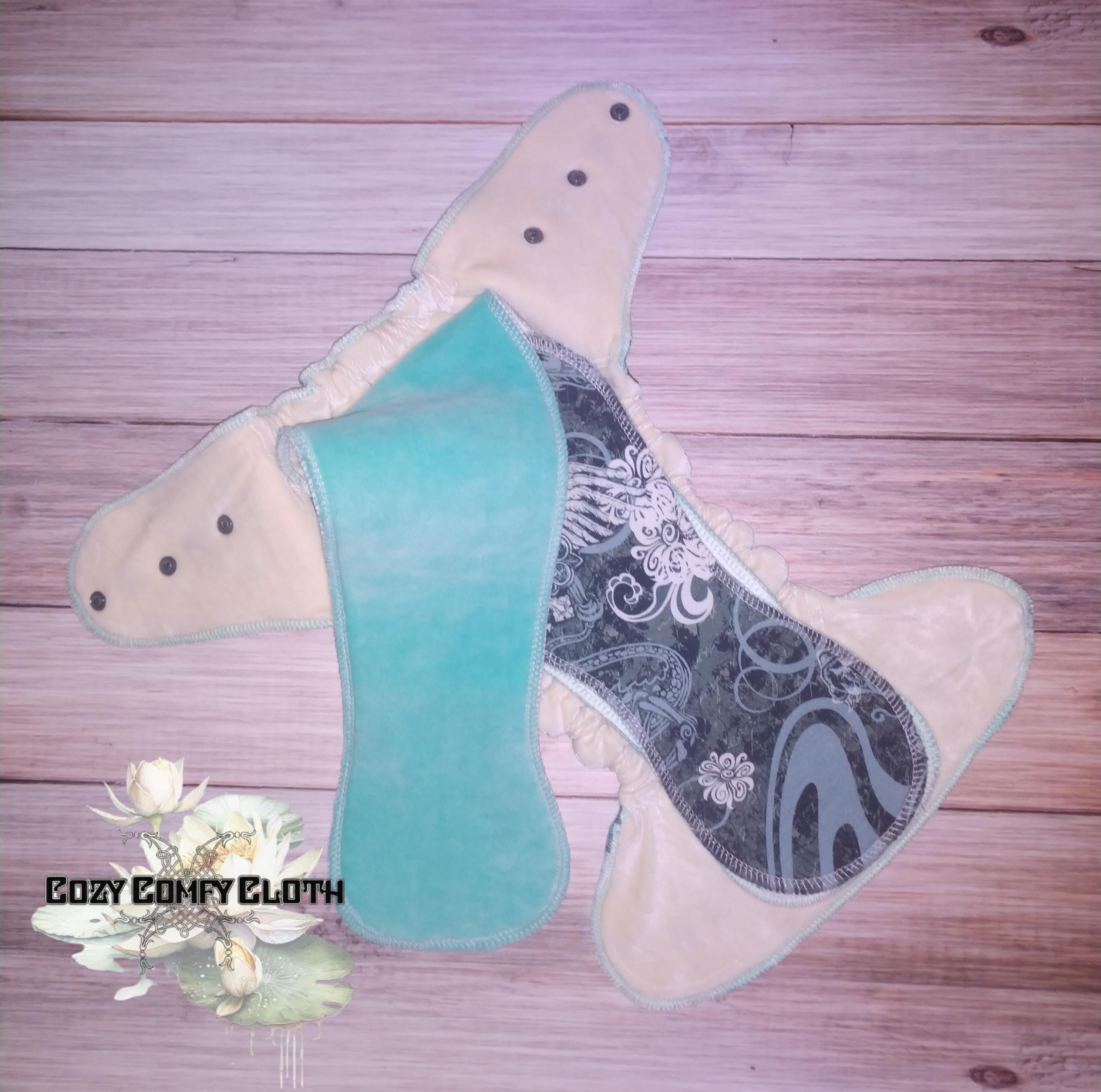 Butterfly Skull Halloween Cloth Diaper: Windpro Fleece, Bamboo Insert