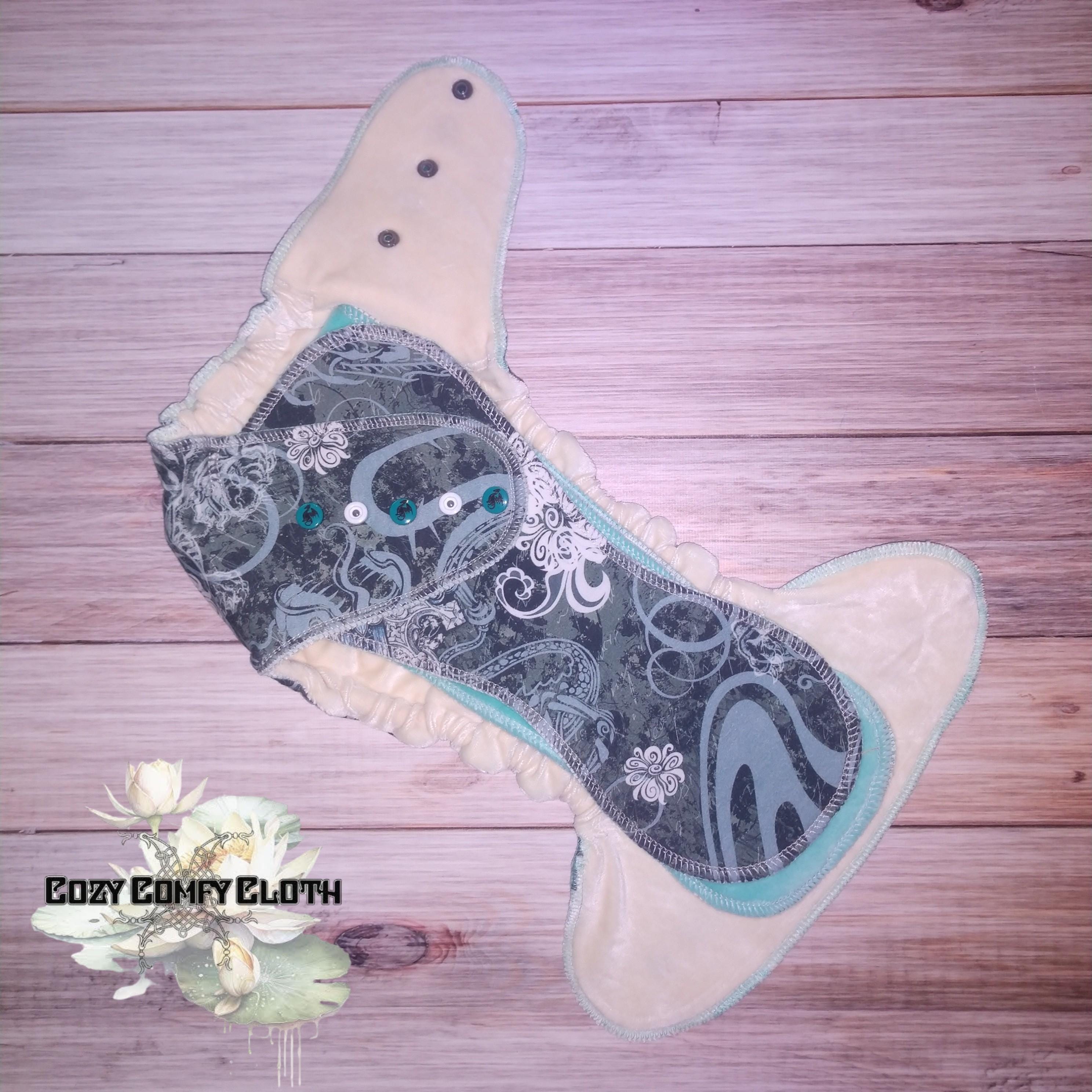 Butterfly Skull Halloween Cloth Diaper: Windpro Fleece, Bamboo Insert