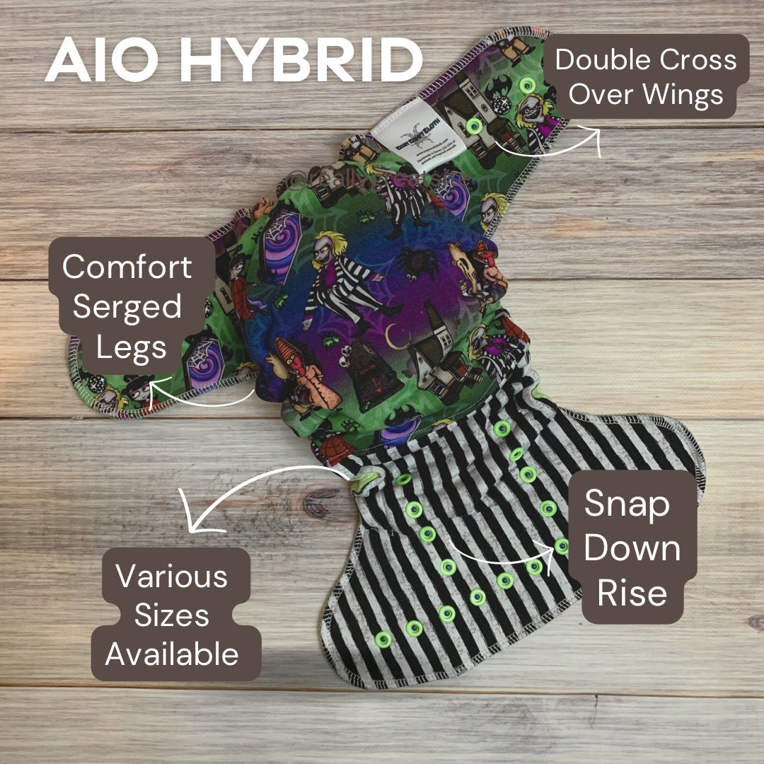 Reindeer squish AIO Cloth Diaper: One Size, Windpro Fleece, Bamboo Insert