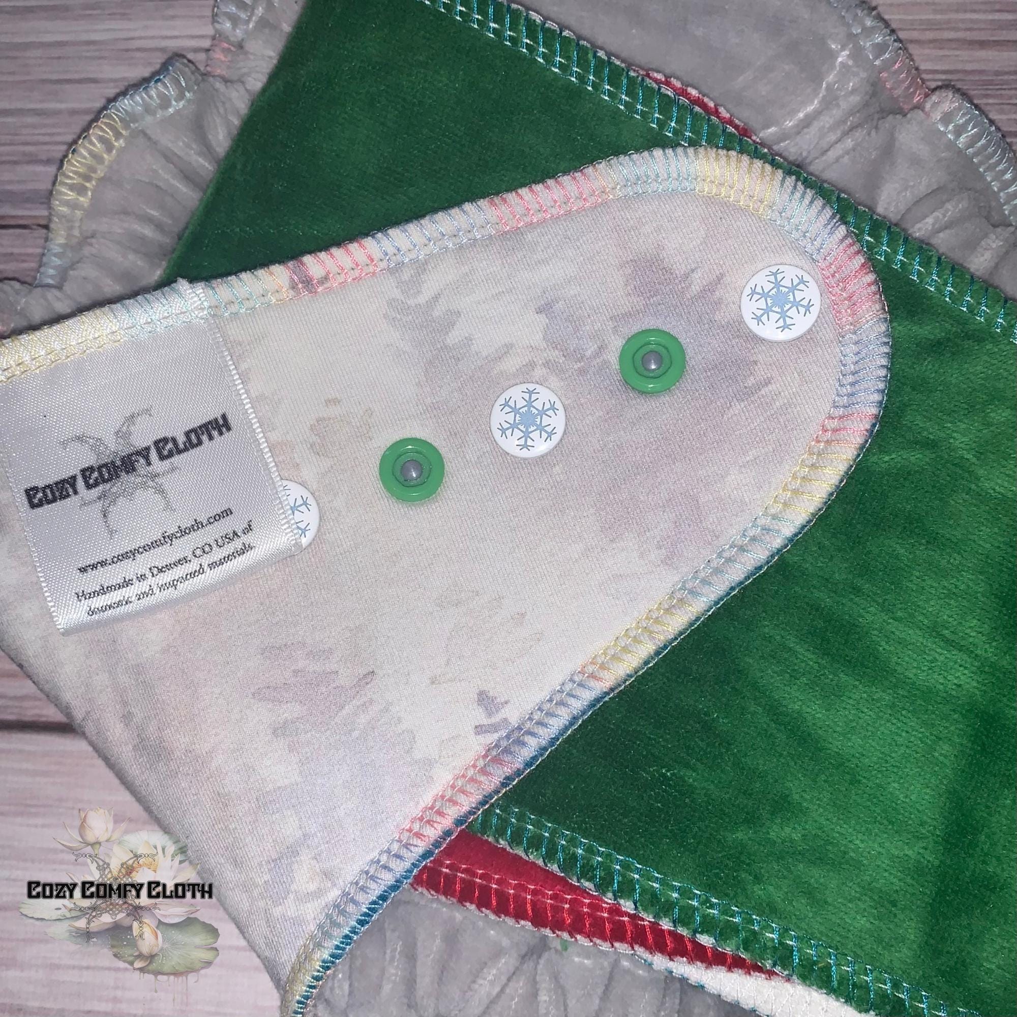 Reindeer Print Cloth Diaper: One Size Hybrid Fitted Nappy, Bamboo Insert