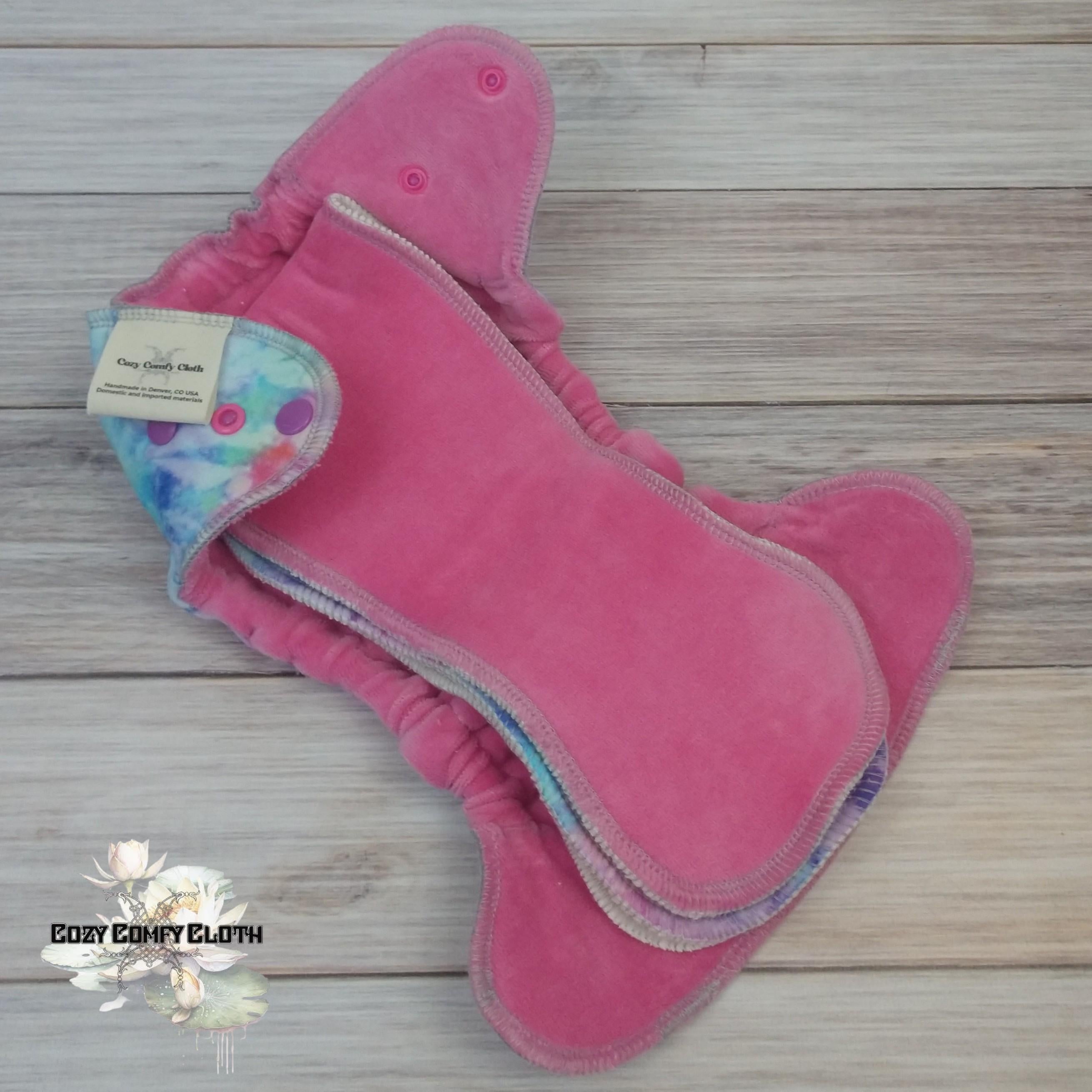 Tie Dye Newborn Cloth Diaper: Windpro Fleece Hybrid, Bamboo Insert