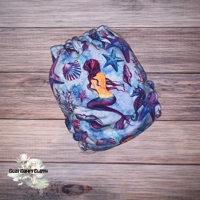 Mermaid Toddler Cloth Diaper: Windpro Fleece Hybrid Fitted Nappy
