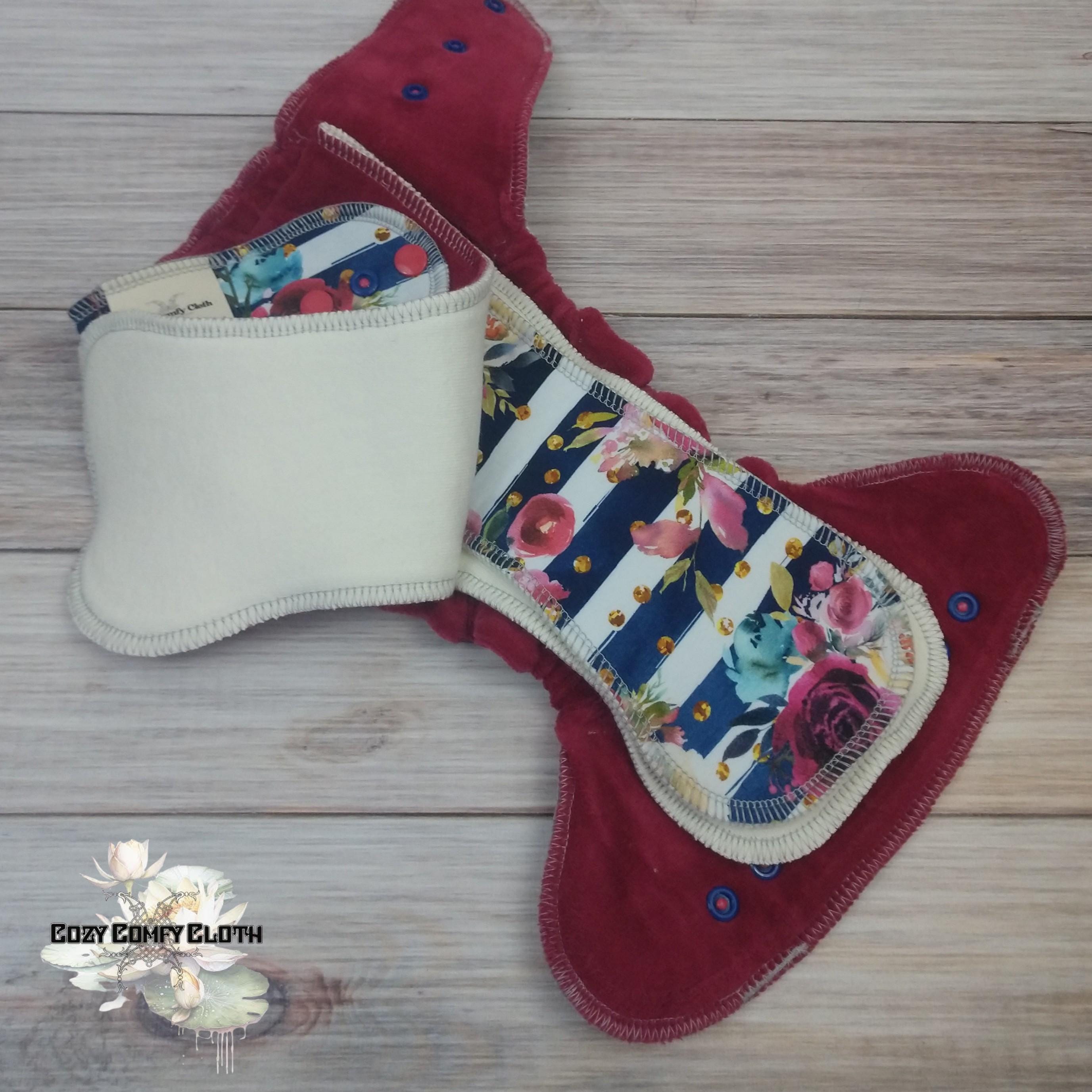 Floral Petite Cloth Diaper: Windpro Fleece, Bamboo Insert