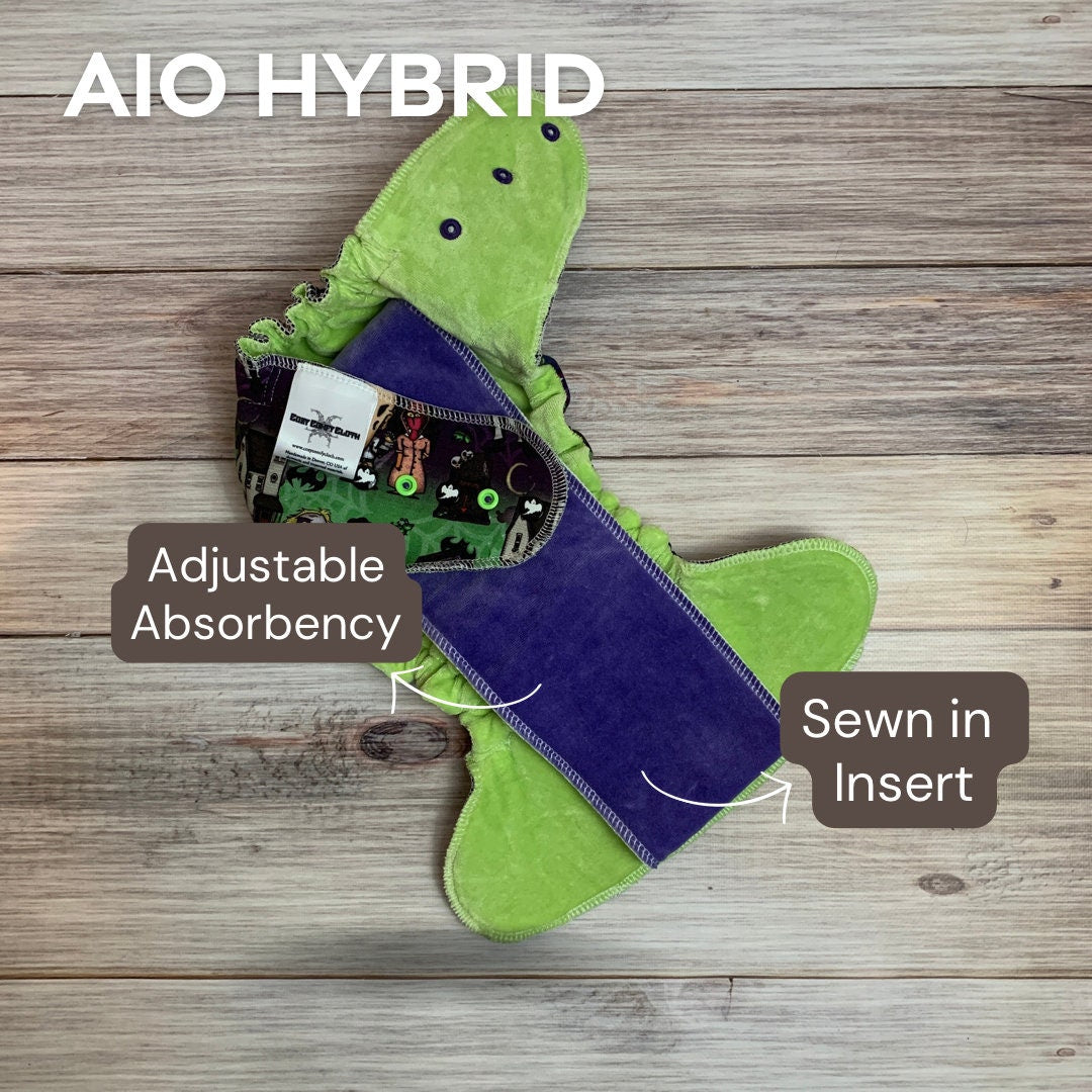 Reindeer squish AIO Cloth Diaper: One Size, Windpro Fleece, Bamboo Insert