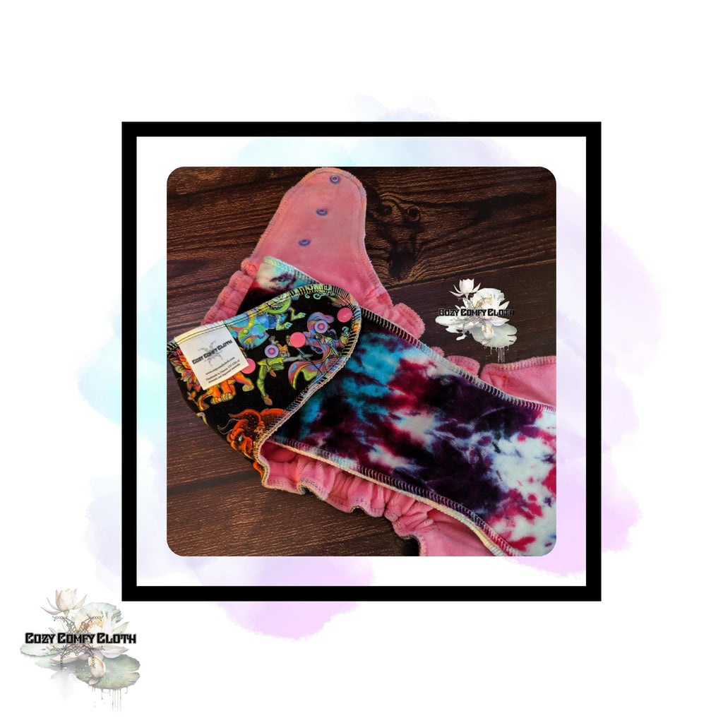Custom hand dyed cotton Velour diaper inside and insert.