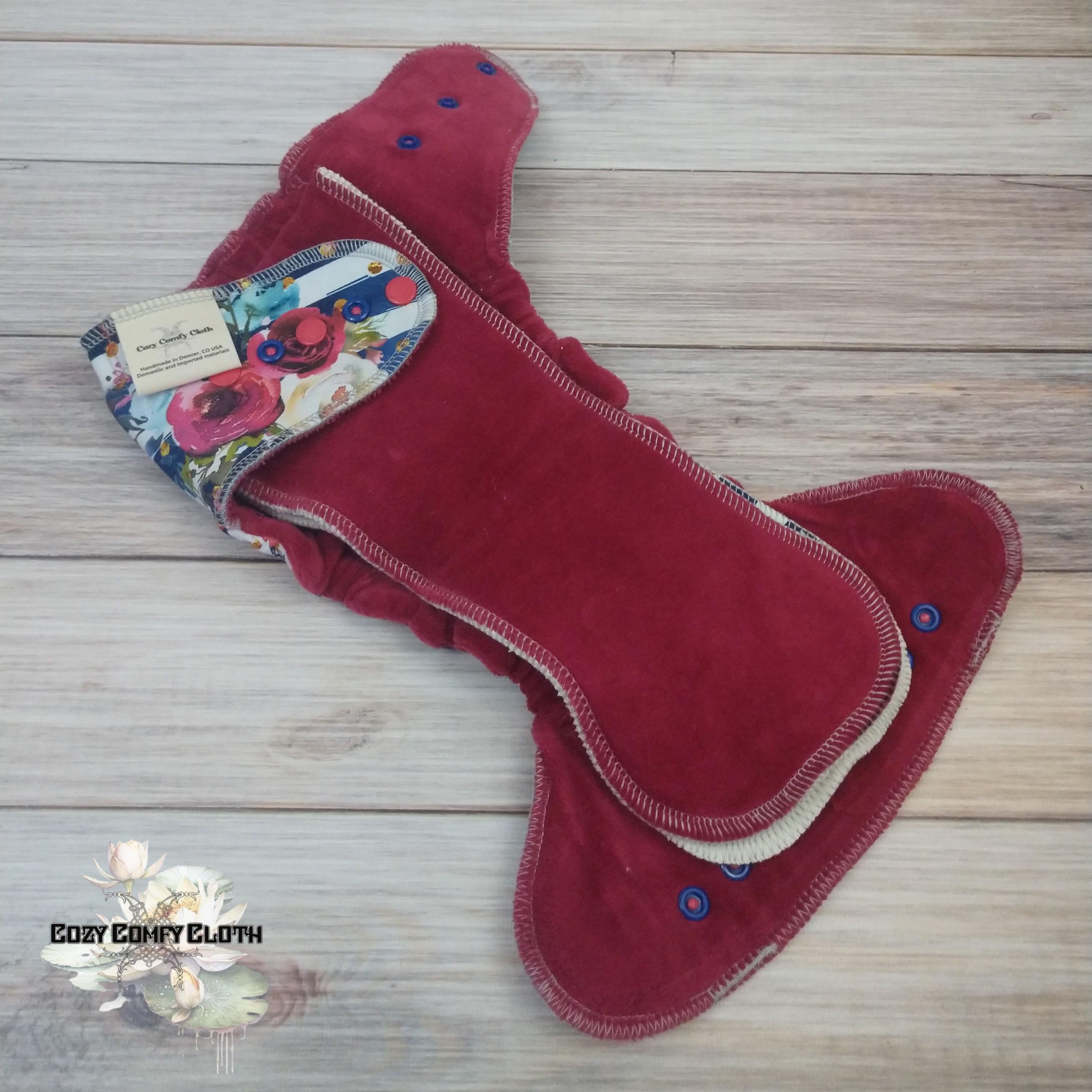 Floral Petite Cloth Diaper: Windpro Fleece, Bamboo Insert