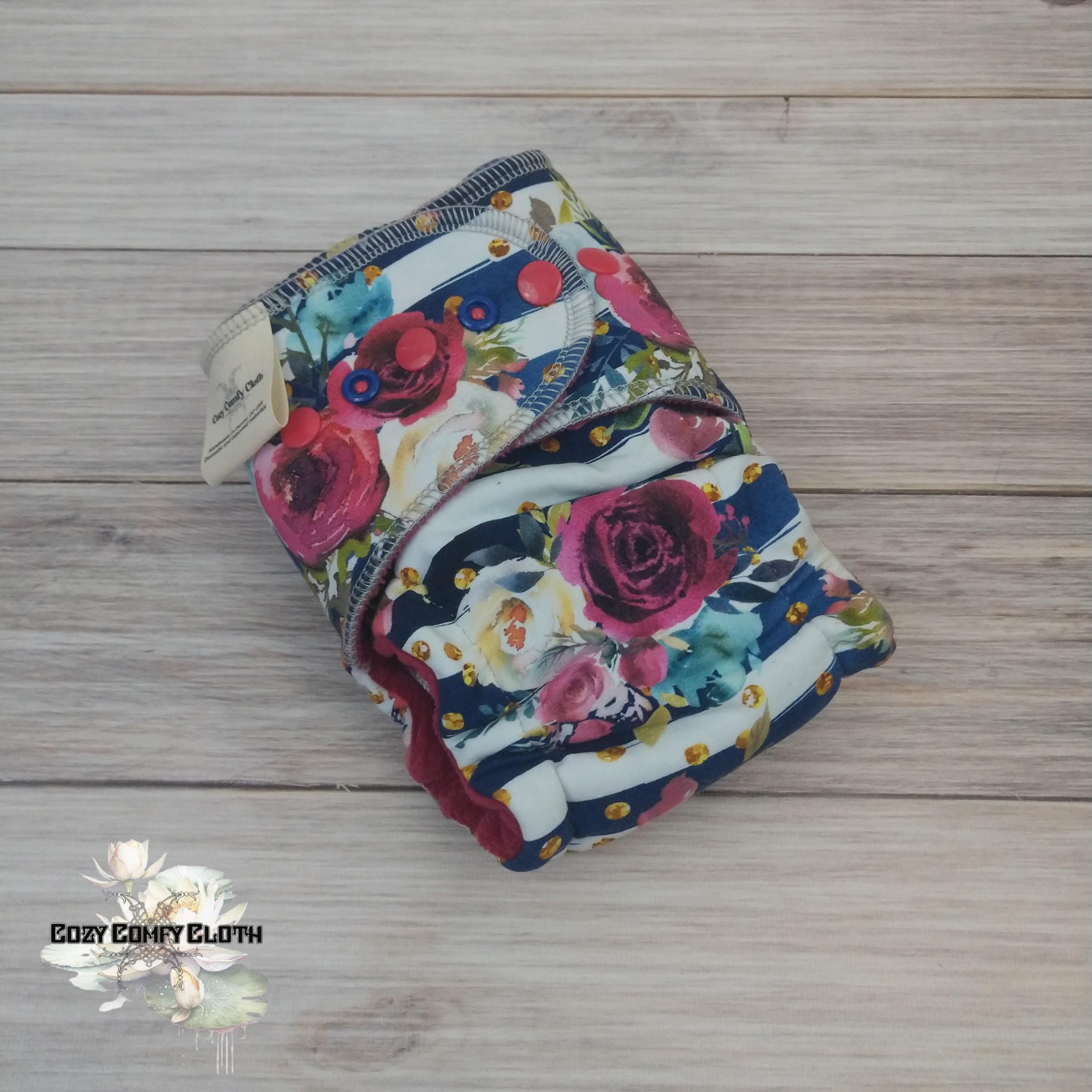 Floral Petite Cloth Diaper: Windpro Fleece, Bamboo Insert